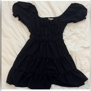 Liberty Love Black Puff-Sleeve Tiered Dress for Kids